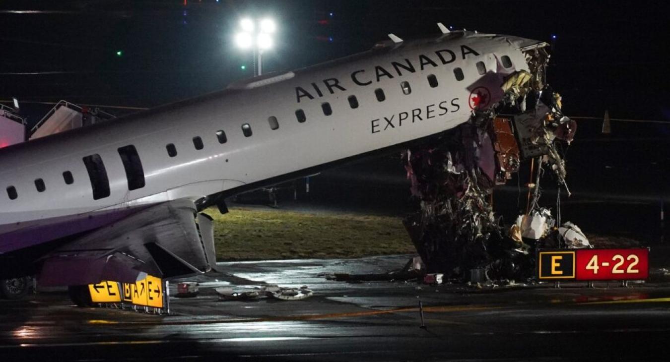 Air Canada Jet sits on the runway at LaGuardia Airport, Monday, March 23, 2026