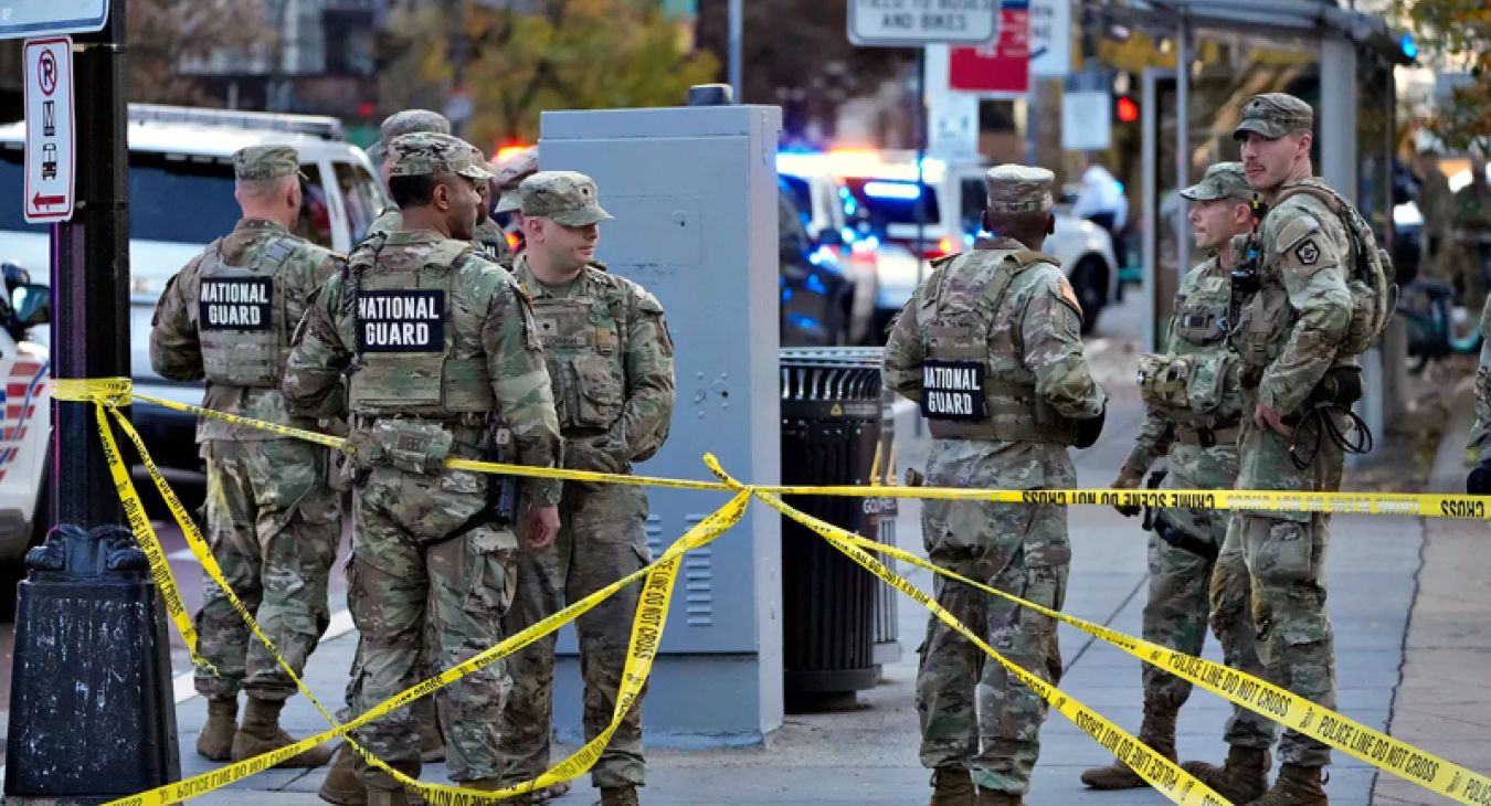 Members of the National Guard at the crime scene